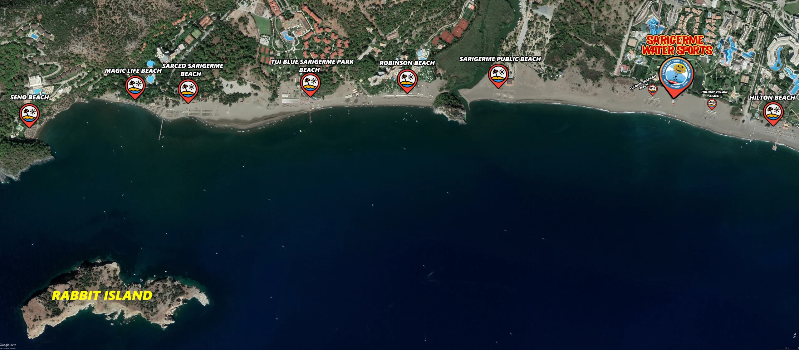 Sarıgerme Beach Map
